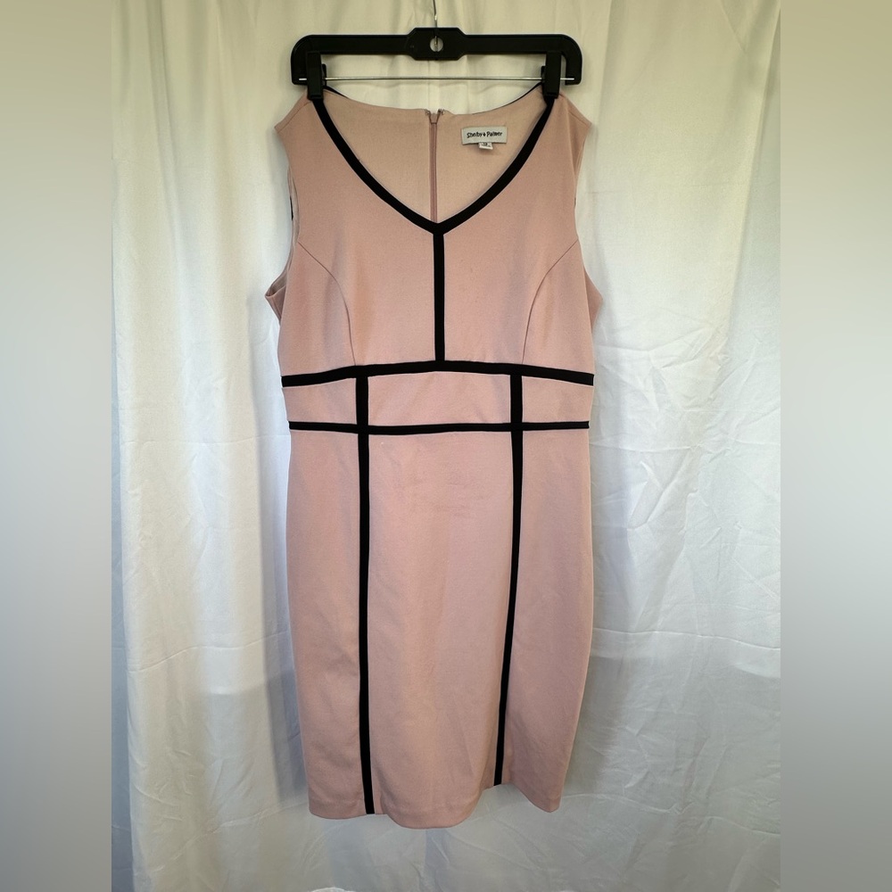 Shelby & Palmer Pink Midi Dress with Black Accents